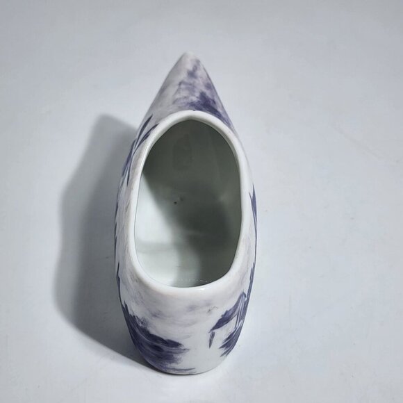 Dutch Ceramic Clog Shoe Figurine Hand Painted Blue & White Windmill - Picture 2 of 12